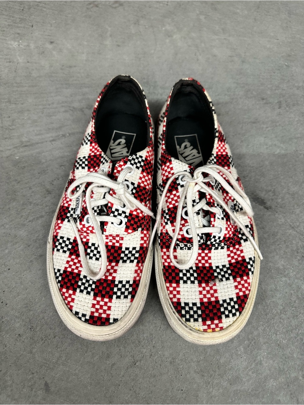 Vans Red, Black & White Checkerboard Low-Top Sneakers